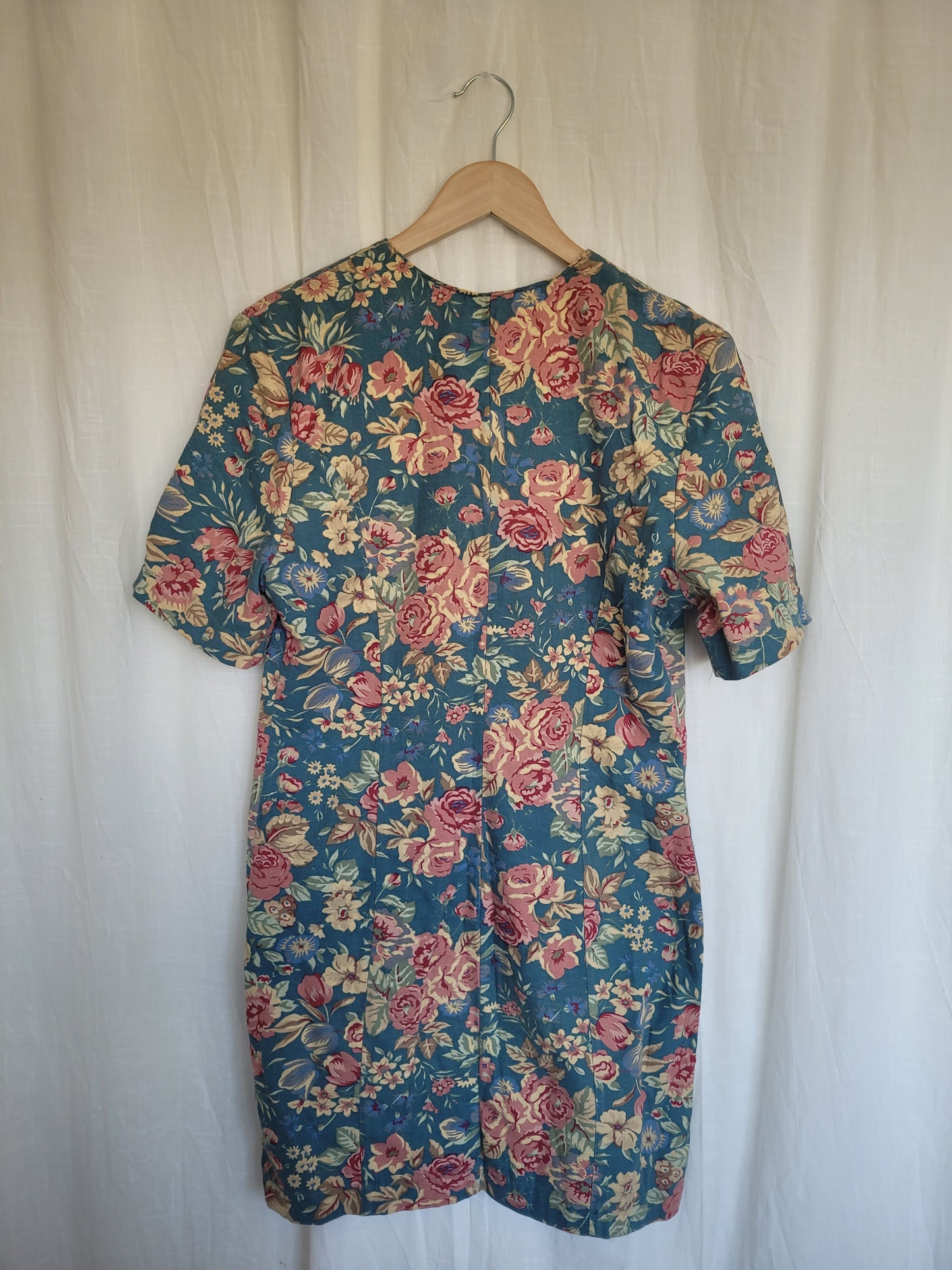 🌼 Spring Sky - vintage blue dress with flower pattern - size S