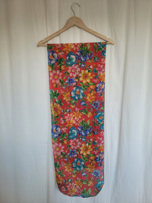 🌸 Sheer Garden - vintage colorful seetrough flower scarf