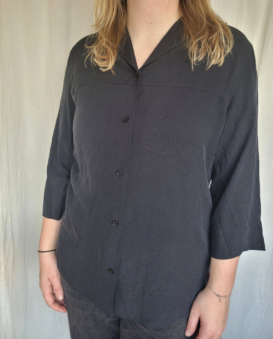 ✨ Timeless Night - vintage black silk blouse - size M/L