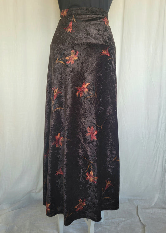 🔮 Witching Hour - vintage dark brown velvet skirt - size L