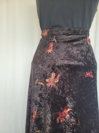 🔮 Witching Hour - vintage dark brown velvet skirt - size L