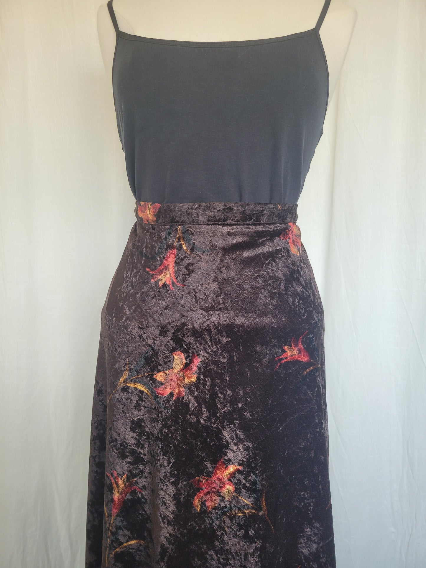🔮 Witching Hour - vintage dark brown velvet skirt - size L