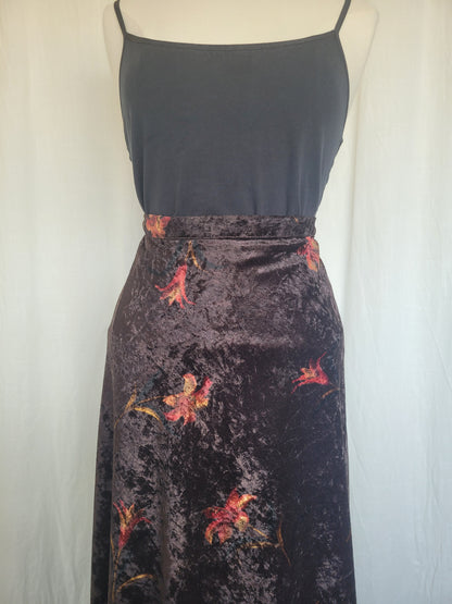 🔮 Witching Hour - vintage dark brown velvet skirt - size L