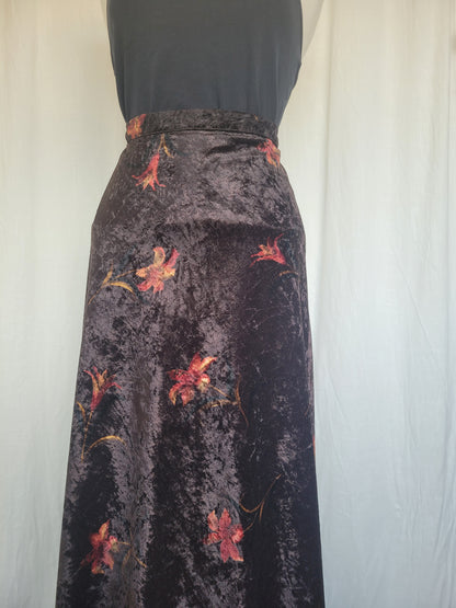 🔮 Witching Hour - vintage dark brown velvet skirt - size L