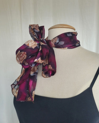 🌹Midnight Rose - vintage sheer deep purple scarf