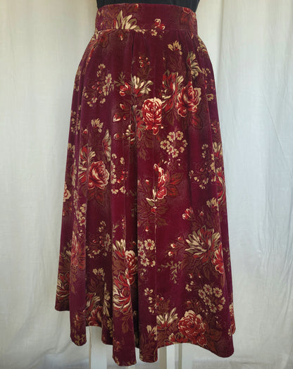 🌙 Midnight Rose Garden - flowy vintage velvet skirt - size M