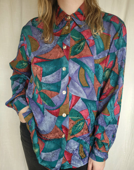 🌒 Dusky Dream - vintage silk blouse - size L