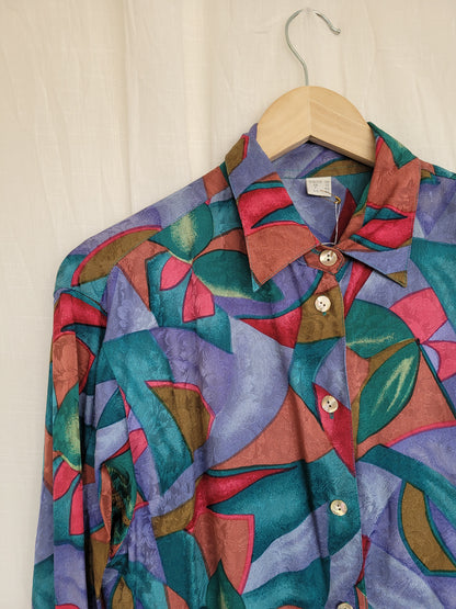 🌒 Dusky Dream - vintage silk blouse - size L