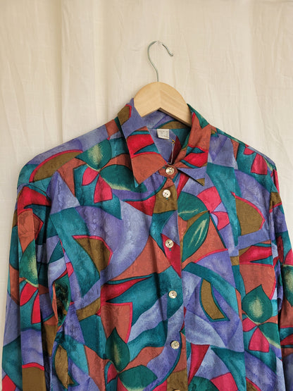 🌒 Dusky Dream - vintage silk blouse - size L