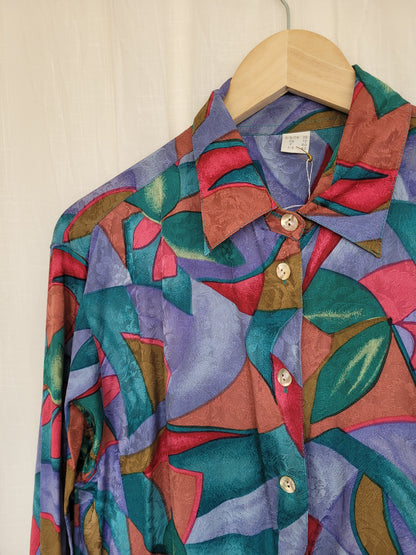 🌒 Dusky Dream - vintage silk blouse - size L