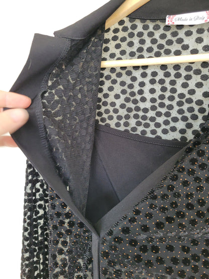 ✨ Starlit Dots - vintage sheer top with velvet and glimmer details - size S/M