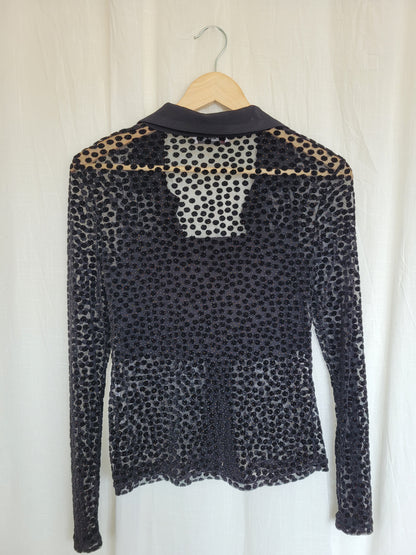 ✨ Starlit Dots - vintage sheer top with velvet and glimmer details - size S/M