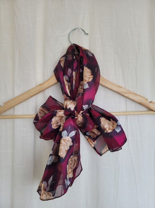 🌹Midnight Rose - vintage sheer deep purple scarf