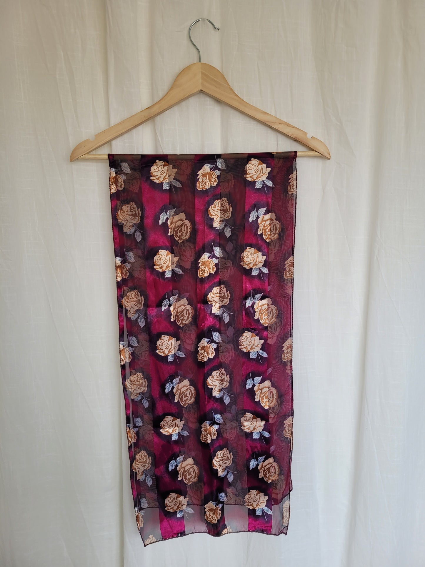 🌹Midnight Rose - vintage sheer deep purple scarf