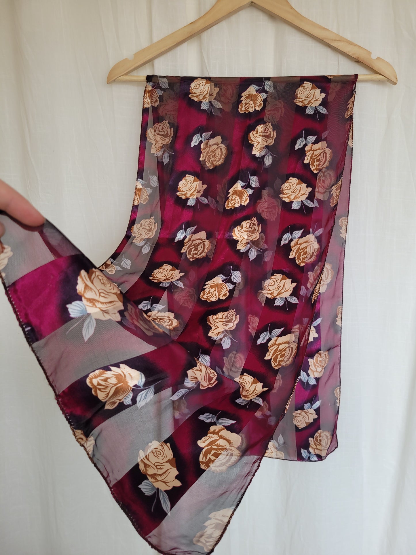 🌹Midnight Rose - vintage sheer deep purple scarf