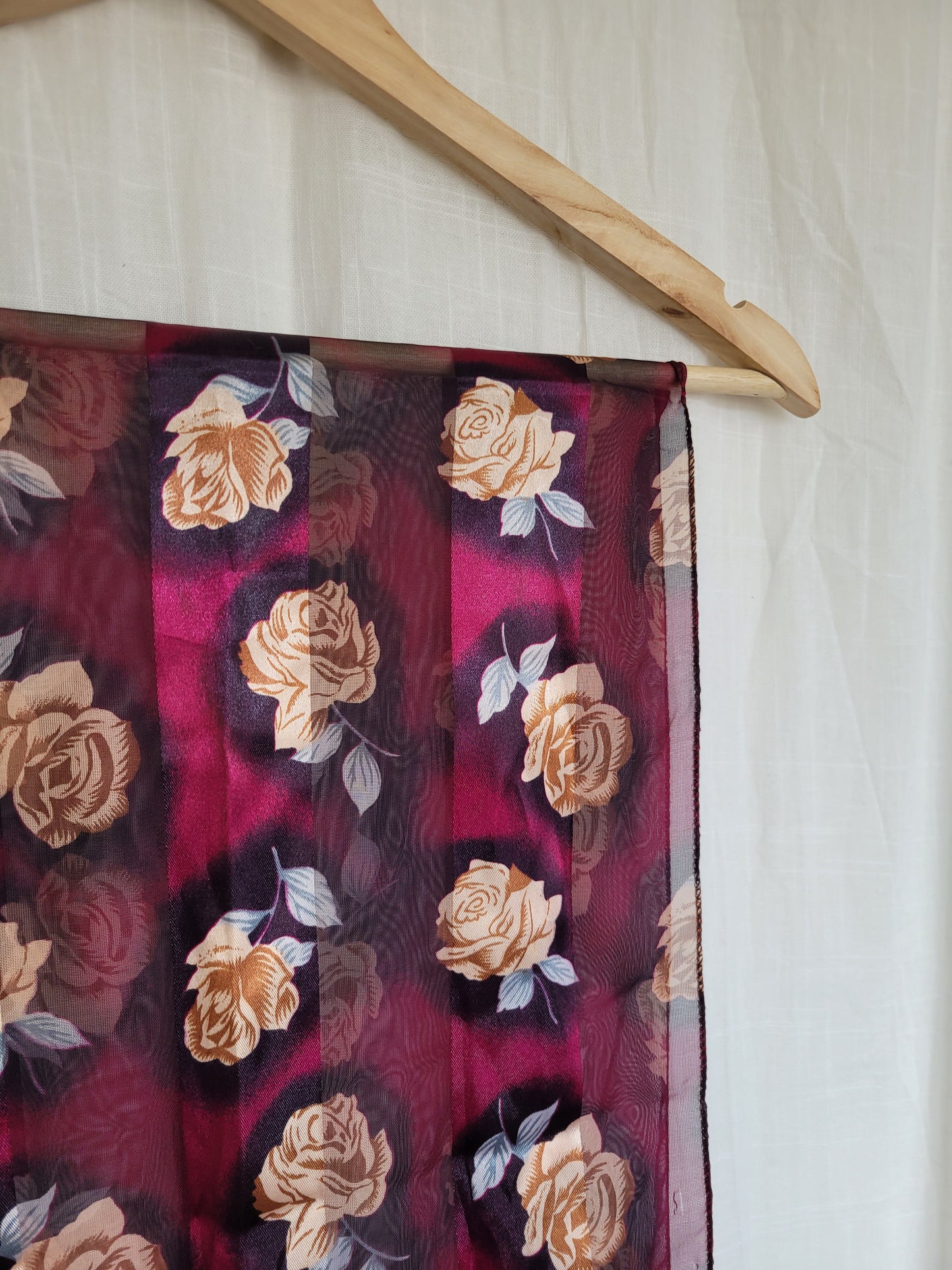 🌹Midnight Rose - vintage sheer deep purple scarf