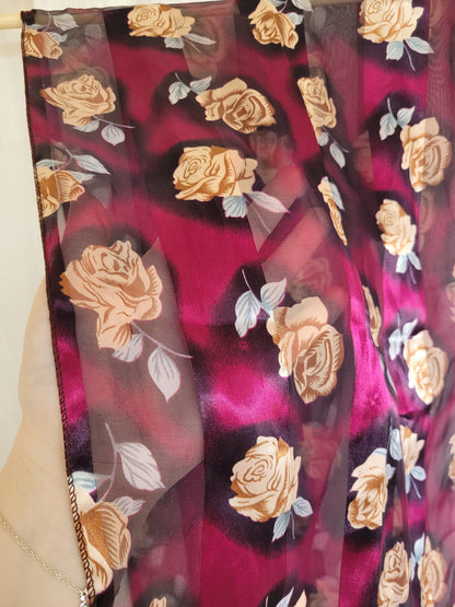 🌹Midnight Rose - vintage sheer deep purple scarf