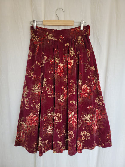 🌙 Midnight Rose Garden - flowy vintage velvet skirt - size M