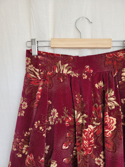 🌙 Midnight Rose Garden - flowy vintage velvet skirt - size M