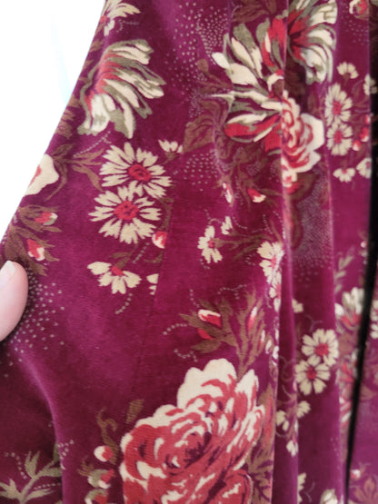 🌙 Midnight Rose Garden - flowy vintage velvet skirt - size M