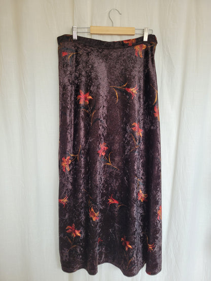 🔮 Witching Hour - vintage dark brown velvet skirt - size L