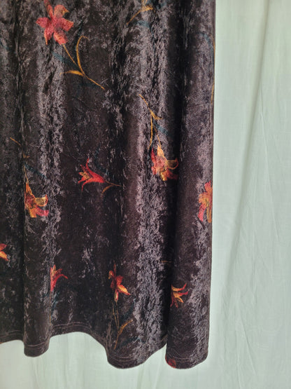 🔮 Witching Hour - vintage dark brown velvet skirt - size L