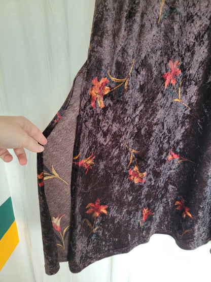 🔮 Witching Hour - vintage dark brown velvet skirt - size L