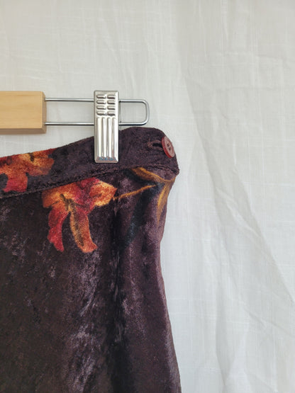 🔮 Witching Hour - vintage dark brown velvet skirt - size L