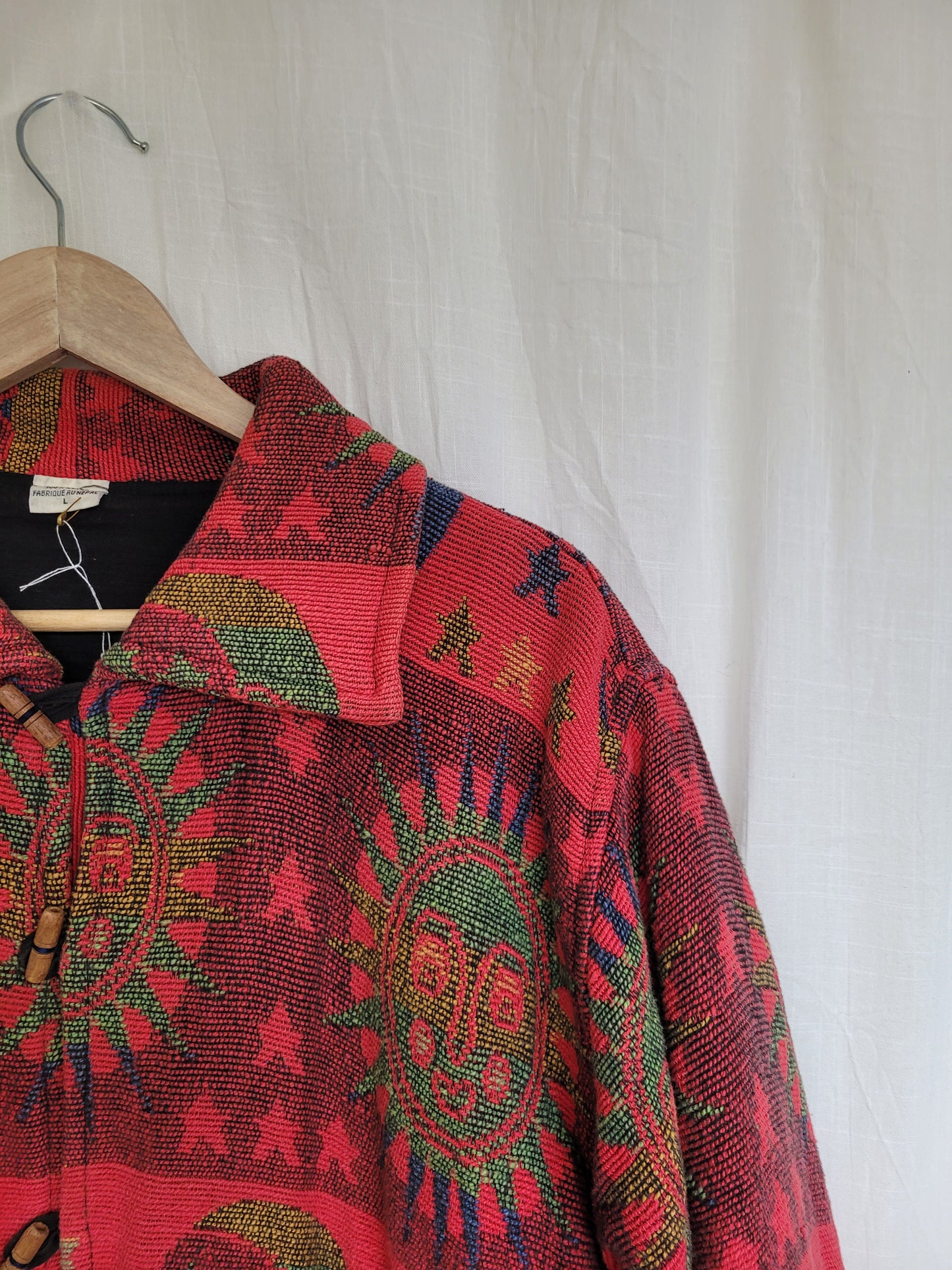 🔮 The Astrology Coat - vintage tapestry jacket with moon, sun and star design - size L