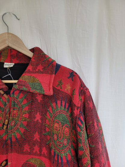 🔮 The Astrology Coat - vintage tapestry jacket with moon, sun and star design - size L