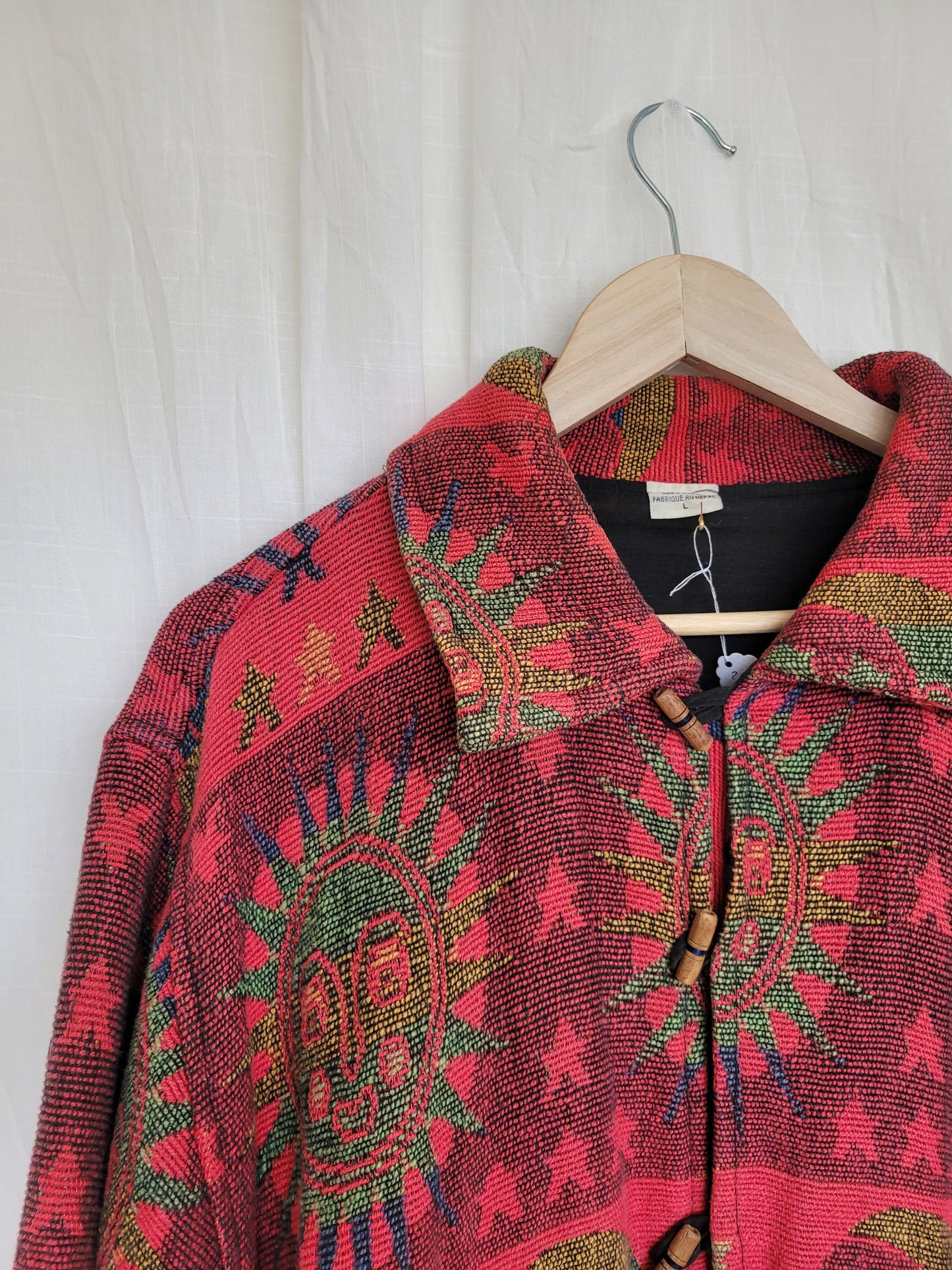 🔮 The Astrology Coat - vintage tapestry jacket with moon, sun and star design - size L