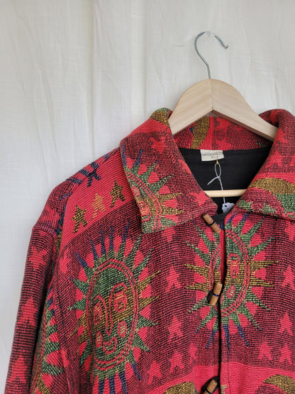 🔮 The Astrology Coat - vintage tapestry jacket with moon, sun and star design - size L