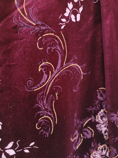 🖤 Velvet Night - long velvet vintage skirt with front and back slits and flower patterns - size M