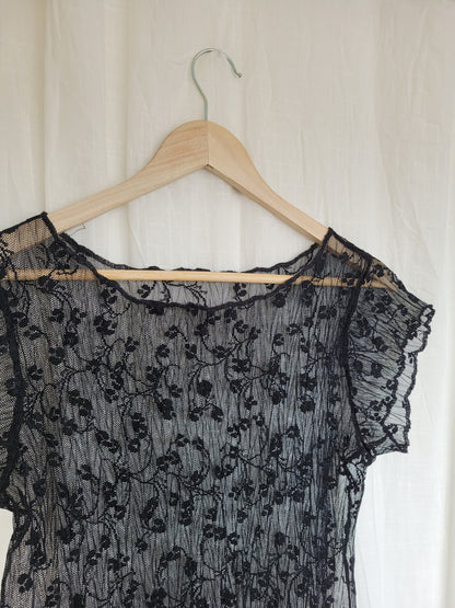 🌙 Midnight Lace - vintage lace top - size M