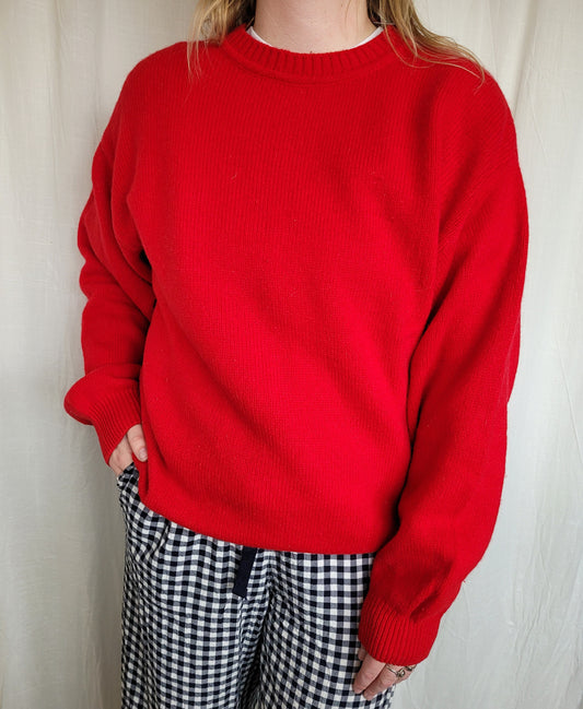❤️‍🔥 The Warmth Within - vintage knitted bold red sweater - size L/XL