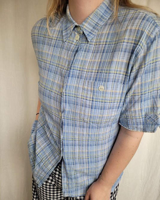 🌤️ Morning Light - vintage checkered blouse - size M/L