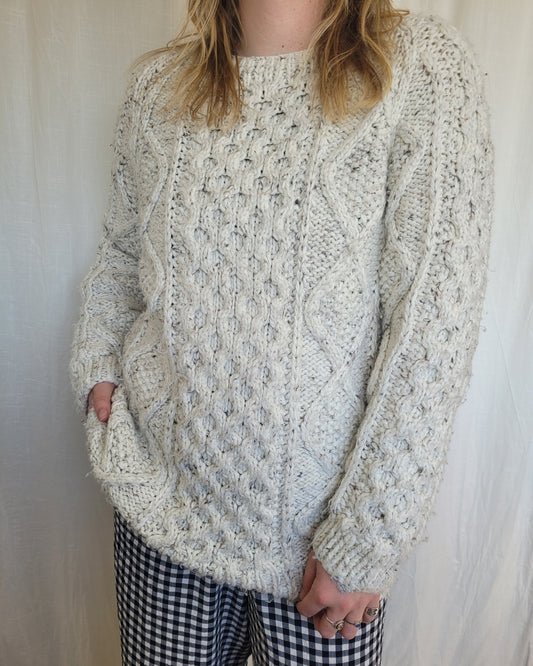 🤍 The Fisherman's Dream - handknitted cable sweater - size L