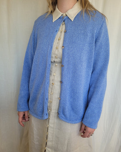 💙 Coastal Morning - light blue cotton cardigan by L.L. Bean - size XL