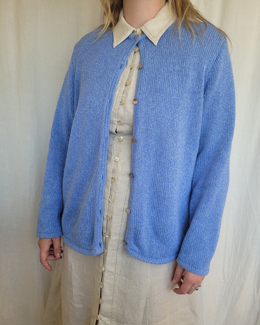 💙 Coastal Morning - light blue cotton cardigan by L.L. Bean - size XL