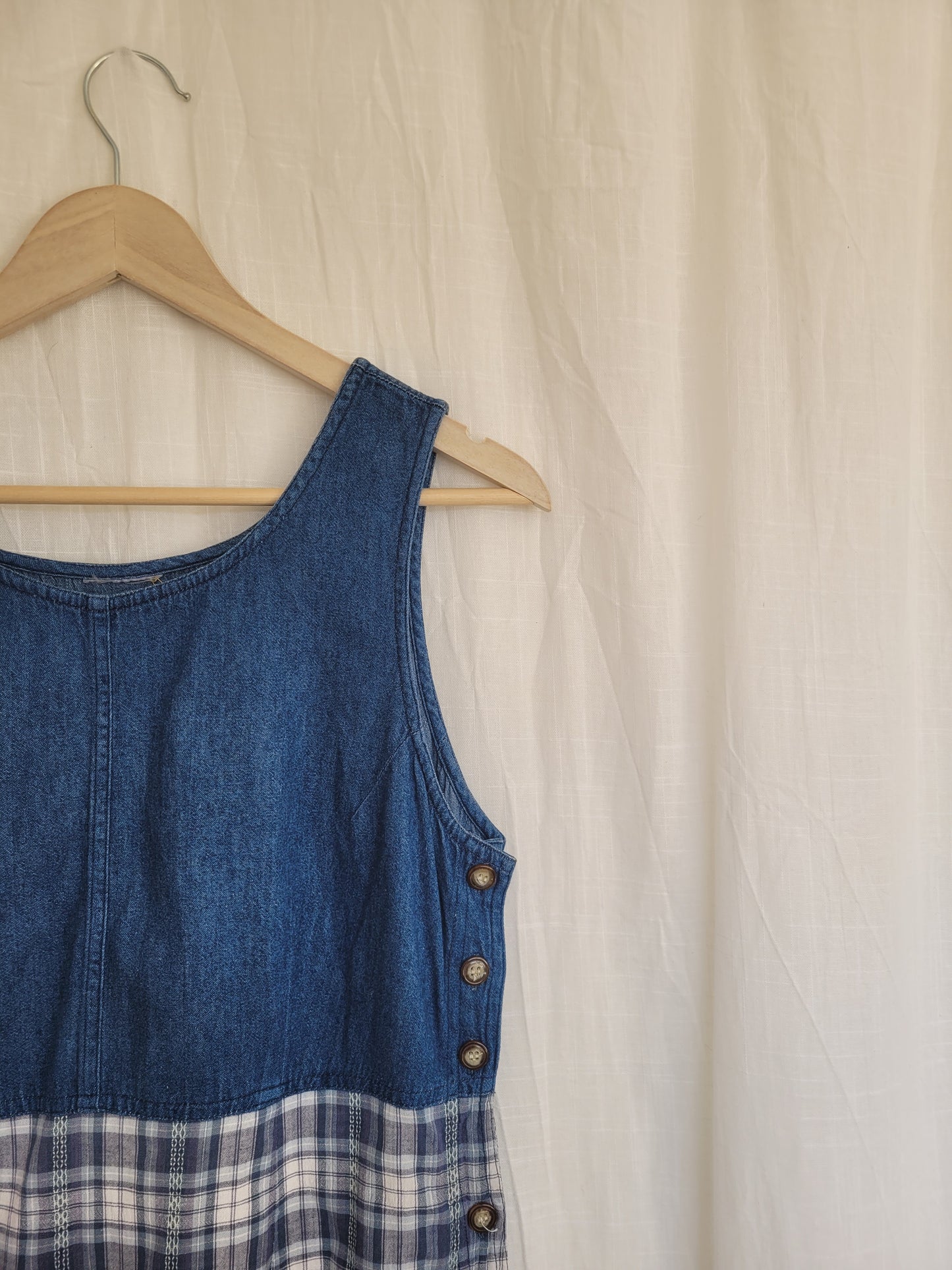 🧺 The Lakehouse Dress - vintage denim and checkered dress - size M