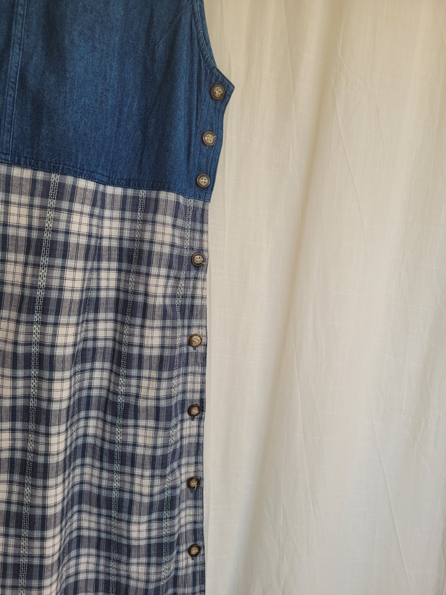 🧺 The Lakehouse Dress - vintage denim and checkered dress - size M