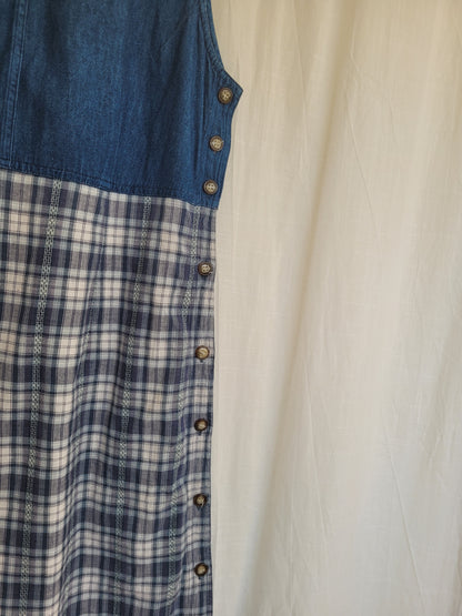🧺 The Lakehouse Dress - vintage denim and checkered dress - size M