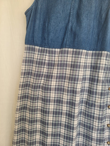 🧺 The Lakehouse Dress - vintage denim and checkered dress - size M