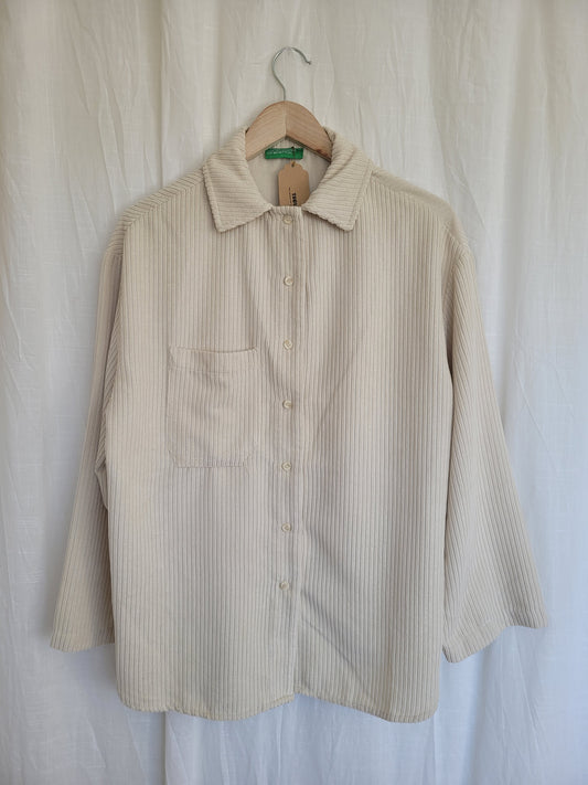 🌿 Light on the Water - corduroy creme colored shacket - size L