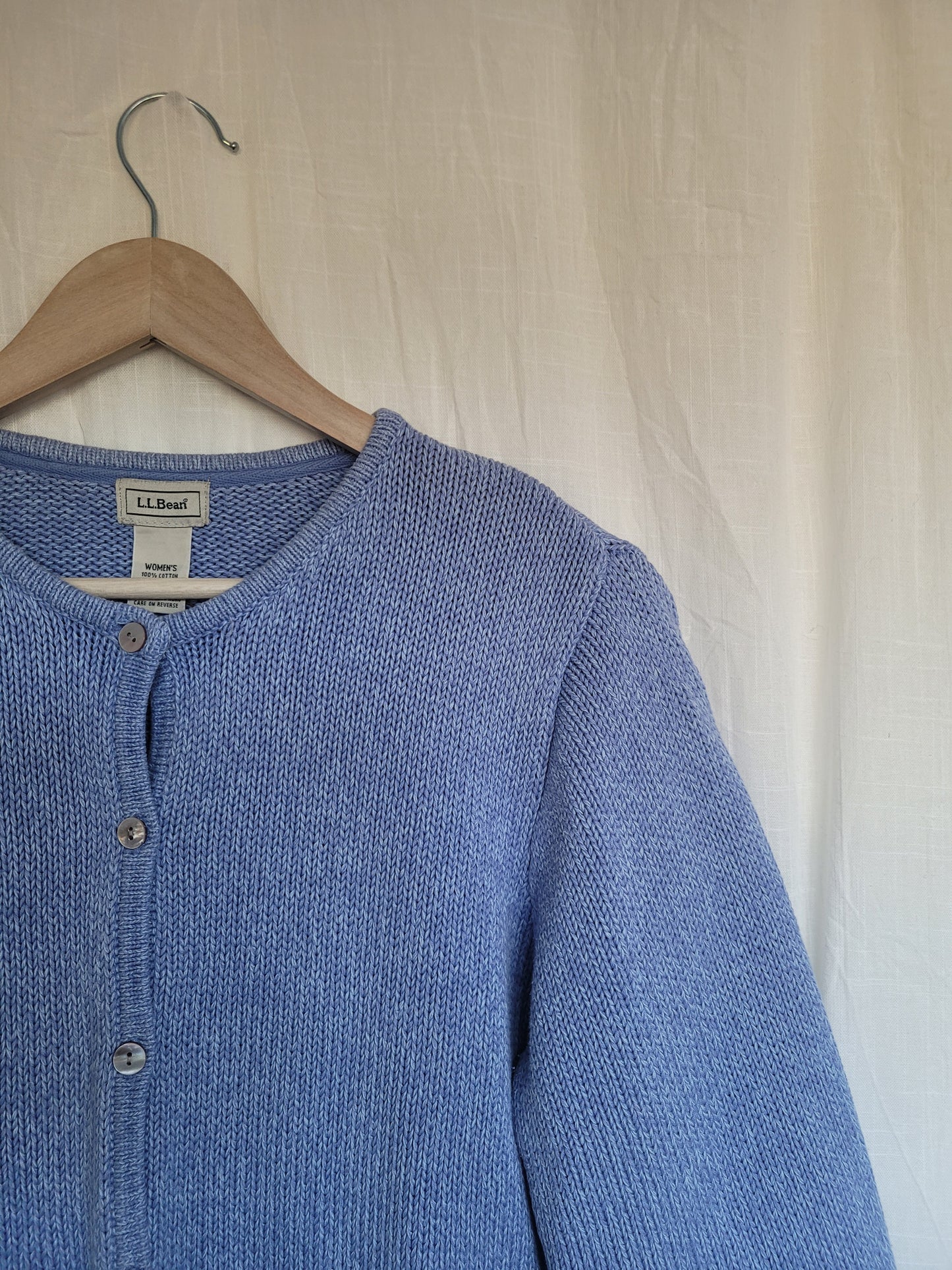 💙 Coastal Morning - light blue cotton cardigan by L.L. Bean - size XL