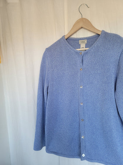 💙 Coastal Morning - light blue cotton cardigan by L.L. Bean - size XL