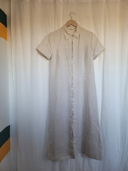🌊 Soft Breeze - vintage linen dress with buttons (Perfectly Imperfect)  - size M/L