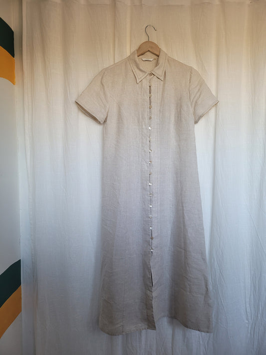 🌊 Soft Breeze - vintage linen dress with buttons (Perfectly Imperfect)  - size M/L