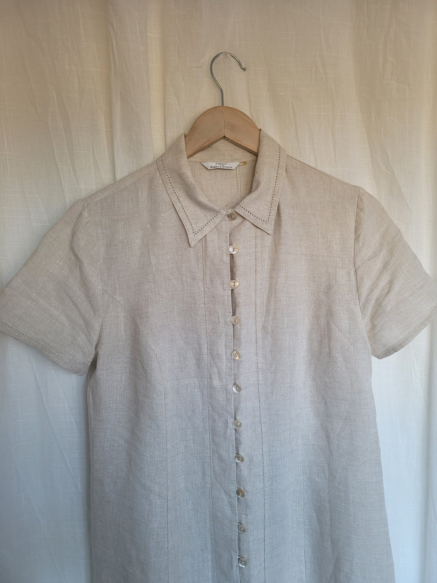 🌊 Soft Breeze - vintage linen dress with buttons (Perfectly Imperfect)  - size M/L