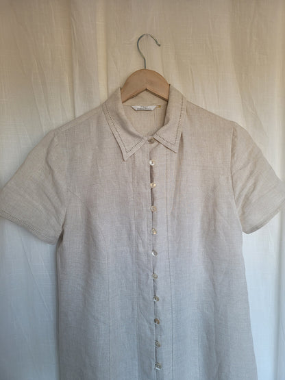 🌊 Soft Breeze - vintage linen dress with buttons (Perfectly Imperfect)  - size M/L